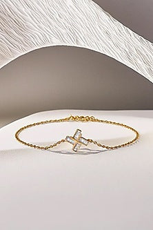 Gold Plated Lab-Grown Diamond Bracelet In Sterling Silver