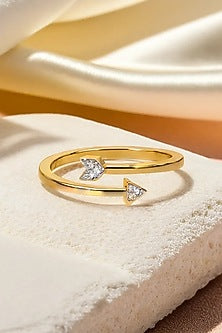 Gold Plated Lab-Grown Diamond Arrowhead Ring In Sterling Silver