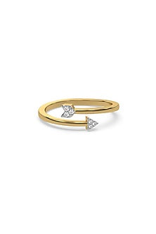 Gold Plated Lab-Grown Diamond Arrowhead Ring In Sterling Silver