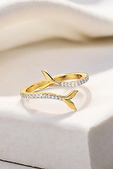 Gold Plated Lab-Grown Diamond Ring In Sterling Silver