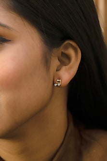 Gold Plated Lab-Grown Diamond Stud Earrings In Sterling Silver