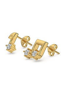 Gold Plated Lab-Grown Diamond Stud Earrings In Sterling Silver