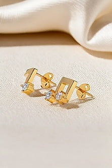 Gold Plated Lab-Grown Diamond Stud Earrings In Sterling Silver