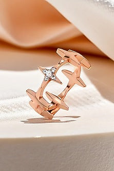 Rose Gold Plated Lab-Grown Diamond Ring In Sterling Silver