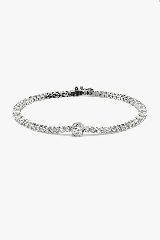 Silver Finish Solitaire Diamond Bracelet