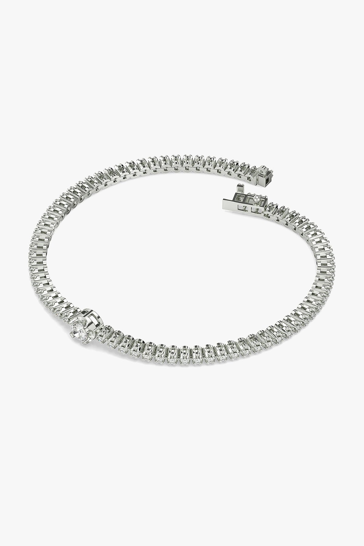 Silver Finish Solitaire Diamond Bracelet