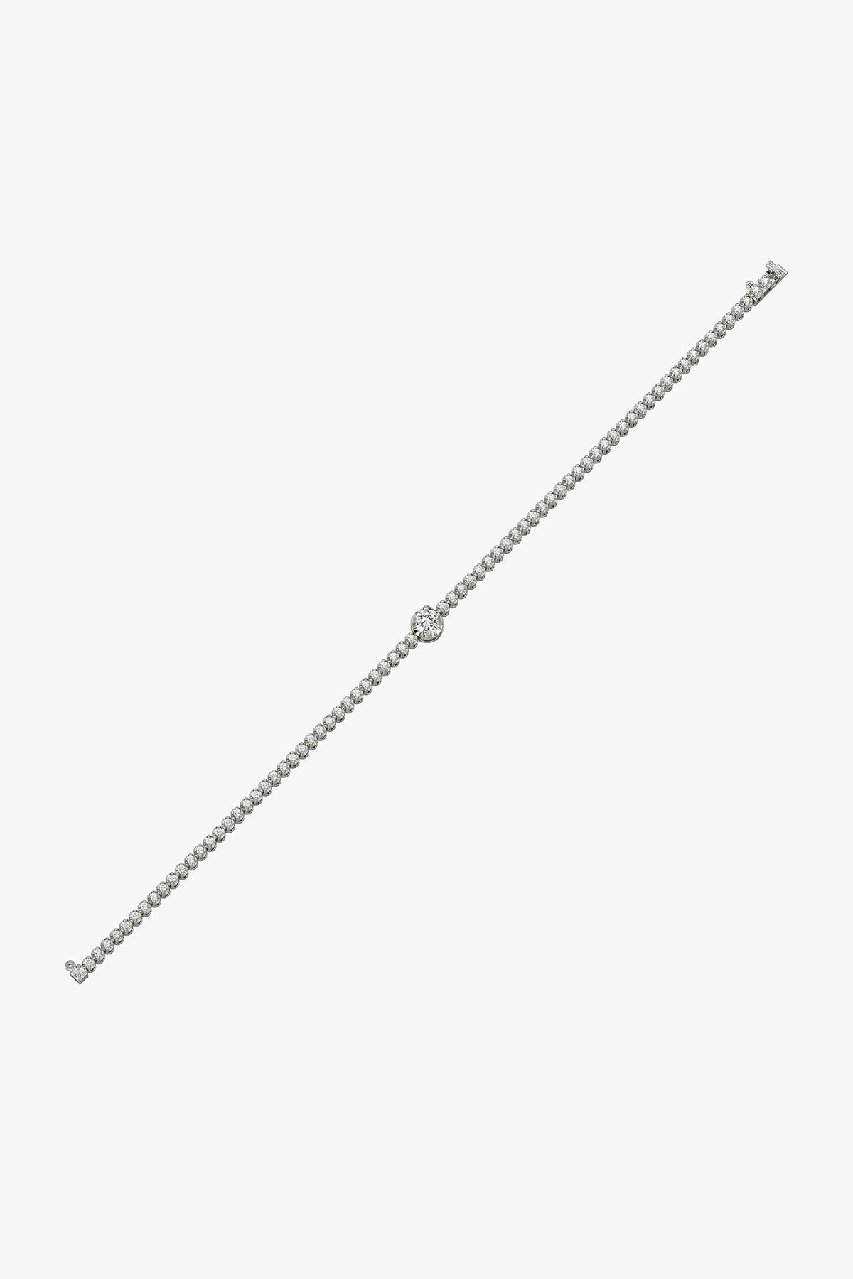 Silver Finish Solitaire Diamond Bracelet