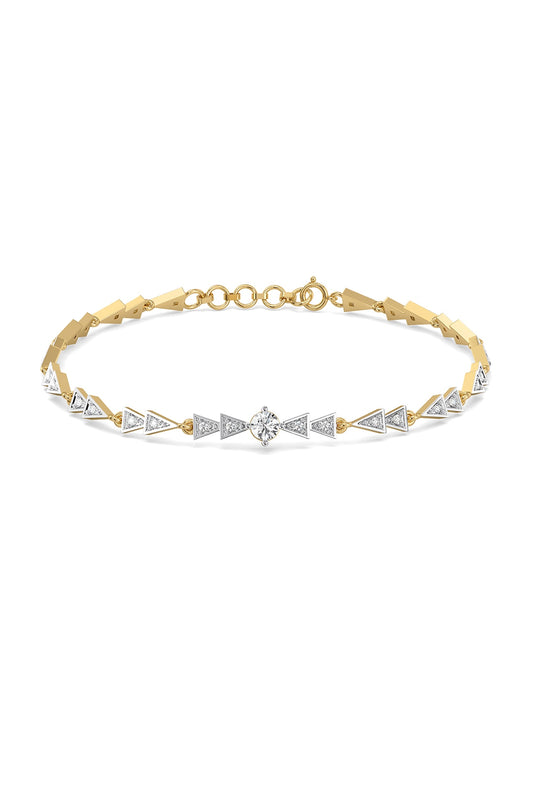 Gold Finish Solitaire Diamond Majestic Arc Bracelet