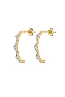 Gold Plated Diamond Radiance Edge Hoop Earrings