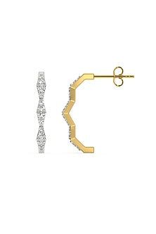 Gold Plated Diamond Radiance Edge Hoop Earrings