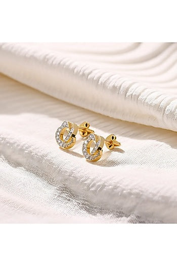 Gold Plated Diamond Stud Earrings