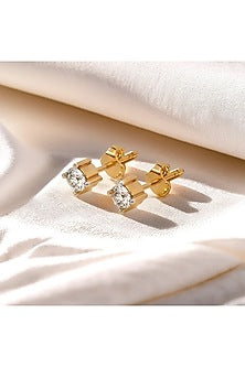 Gold Plated Solitaire Diamond Stud Earrings