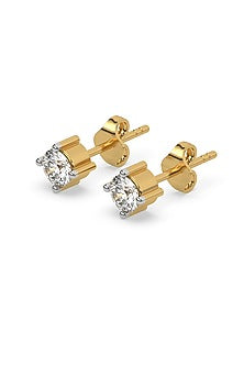 Gold Plated Solitaire Diamond Stud Earrings