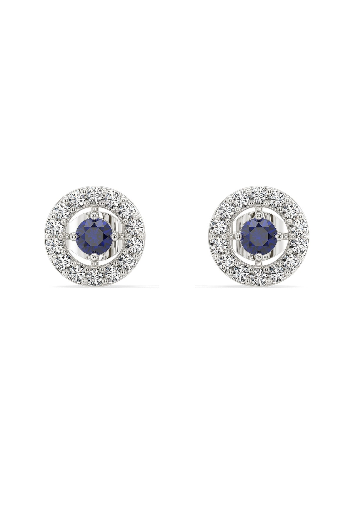 Silver Finish Diamond Stud Earrings In Sterling Silver