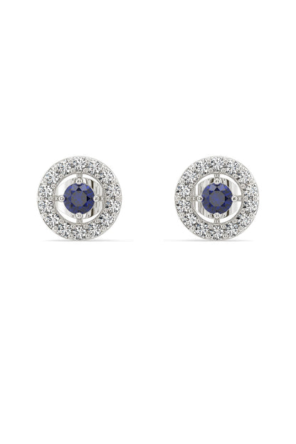 Silver Finish Diamond Stud Earrings In Sterling Silver