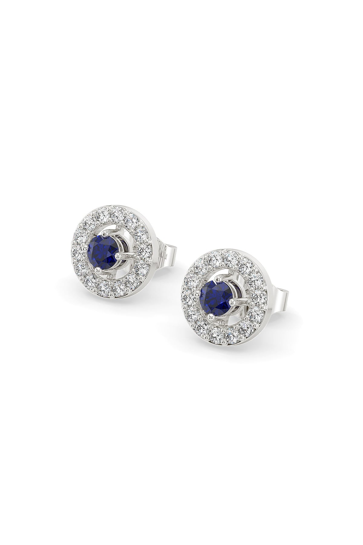 Silver Finish Diamond Stud Earrings In Sterling Silver