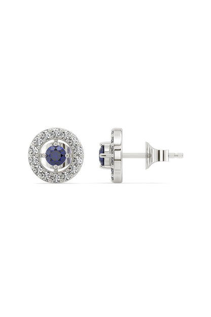 Silver Finish Diamond Stud Earrings In Sterling Silver