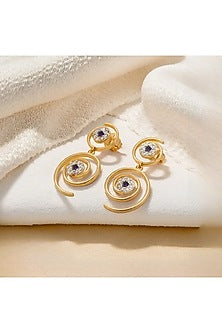 Gold Finish Diamond Evil-Eye Elixir Drop Earrings
