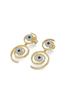 Gold Finish Diamond Evil-Eye Elixir Drop Earrings