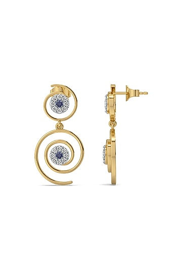 Gold Finish Diamond Evil-Eye Elixir Drop Earrings