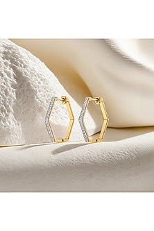Gold Finish Diamond Huggie Earrings