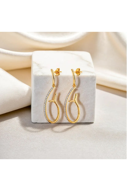 Gold Plated Diamond Siren Whisper Drop Earrings