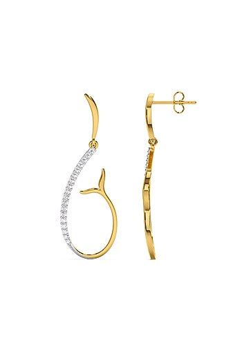 Gold Plated Diamond Siren Whisper Drop Earrings