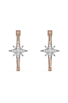 Rose Gold Finish Diamond Northstar Huggie Earrings