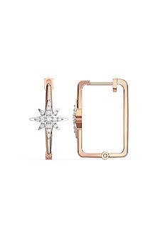 Rose Gold Finish Diamond Northstar Huggie Earrings