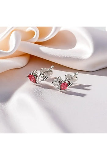 Silver Finish Pear Toi-Moi Diamond Stud Earrings In Sterling Silver