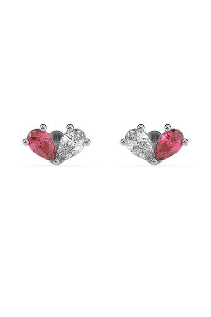 Silver Finish Pear Toi-Moi Diamond Stud Earrings In Sterling Silver