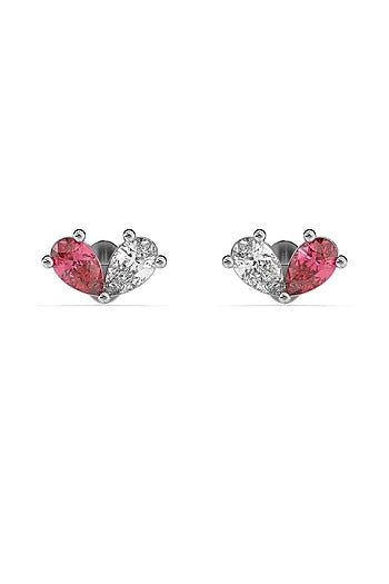 Silver Finish Pear Toi-Moi Diamond Stud Earrings In Sterling Silver
