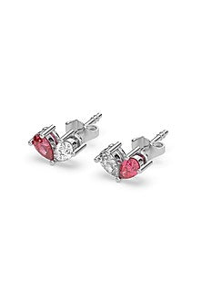Silver Finish Pear Toi-Moi Diamond Stud Earrings In Sterling Silver