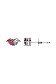 Silver Finish Pear Toi-Moi Diamond Stud Earrings In Sterling Silver