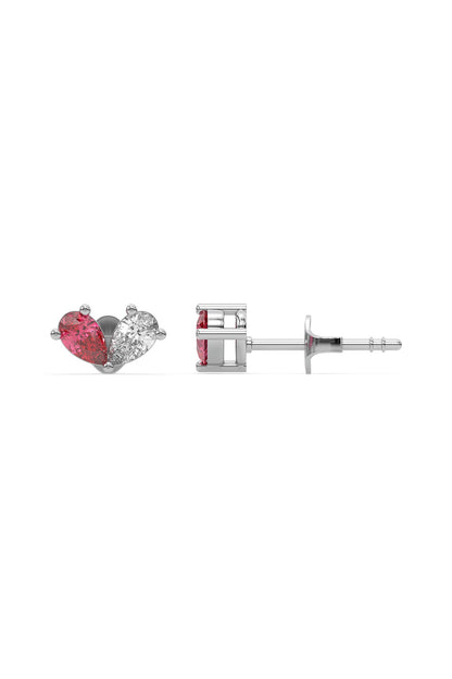 Silver Finish Pear Toi-Moi Diamond Stud Earrings In Sterling Silver