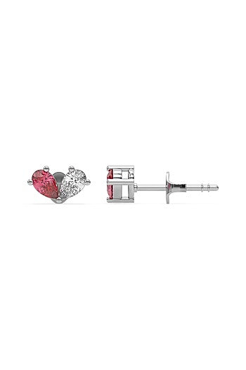 Silver Finish Pear Toi-Moi Diamond Stud Earrings In Sterling Silver