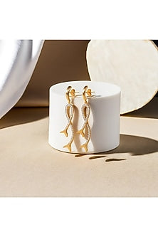 Gold Plated Diamond Mermaid Drop Earrings