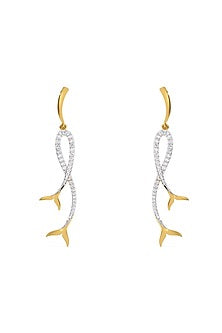 Gold Plated Diamond Mermaid Drop Earrings