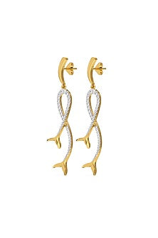 Gold Plated Diamond Mermaid Drop Earrings