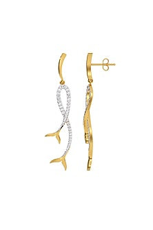 Gold Plated Diamond Mermaid Drop Earrings
