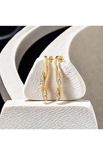 Gold Plated Diamond Whimsical Wing Drop Earrings