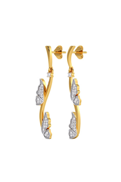 Gold Plated Diamond Whimsical Wing Drop Earrings