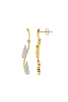 Gold Plated Diamond Whimsical Wing Drop Earrings