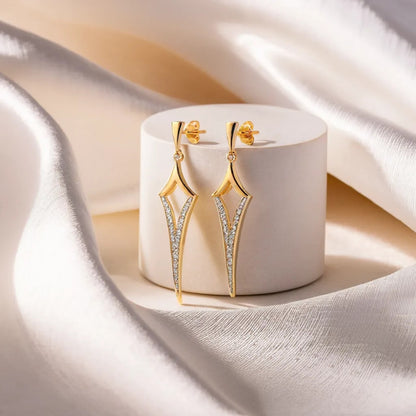 Gold Plated Lab-Grown Diamond Drop Earrings