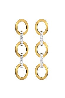 Gold Plated Diamond Link Chain Drop Earrings