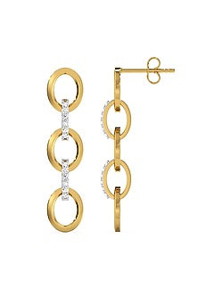 Gold Plated Diamond Link Chain Drop Earrings