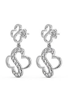 Gold Plated Diamond S-Clover Drop Earrings