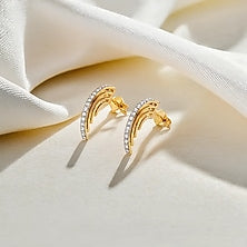 Gold Plated Diamond Hoop Earrings