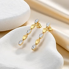 Gold Plated Lab-Grown Diamond Drop Earrings