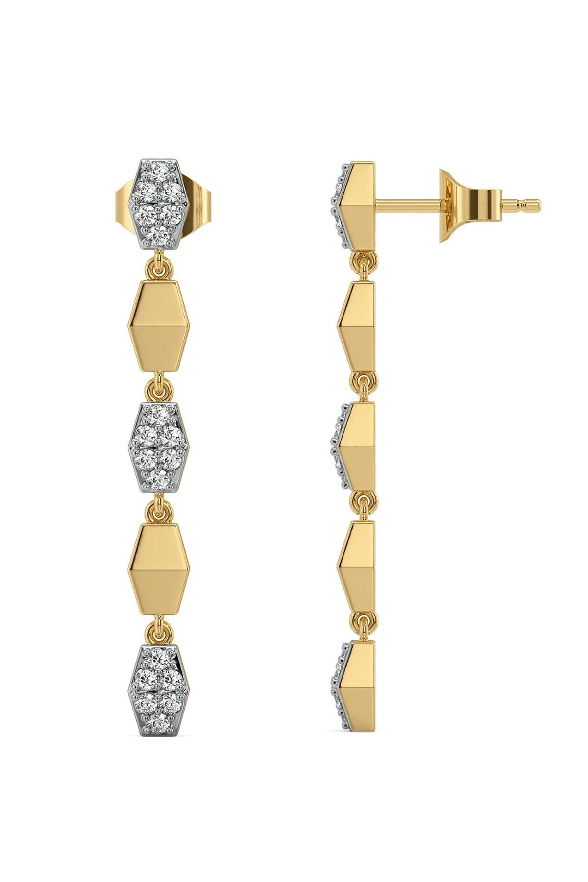 Gold Plated Lab-Grown Diamond Drop Earrings